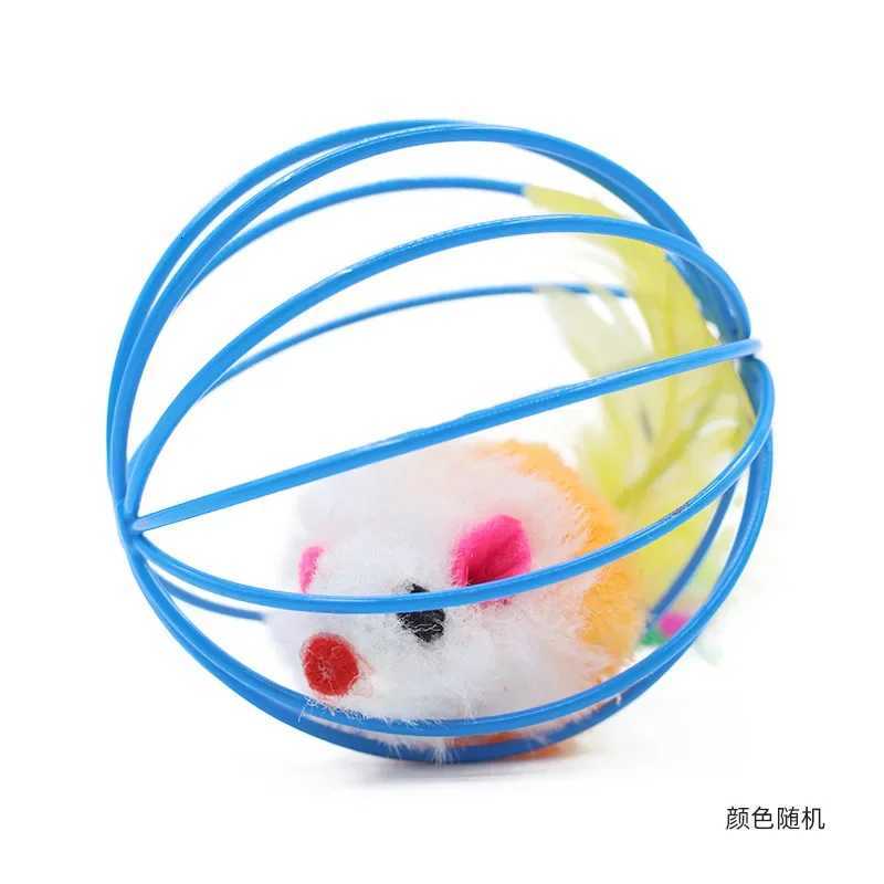 Funny Feather Mice Ball Cage For Kitten Creative Playing Toys Pet Products Play Cat Mouse Toy X250918
