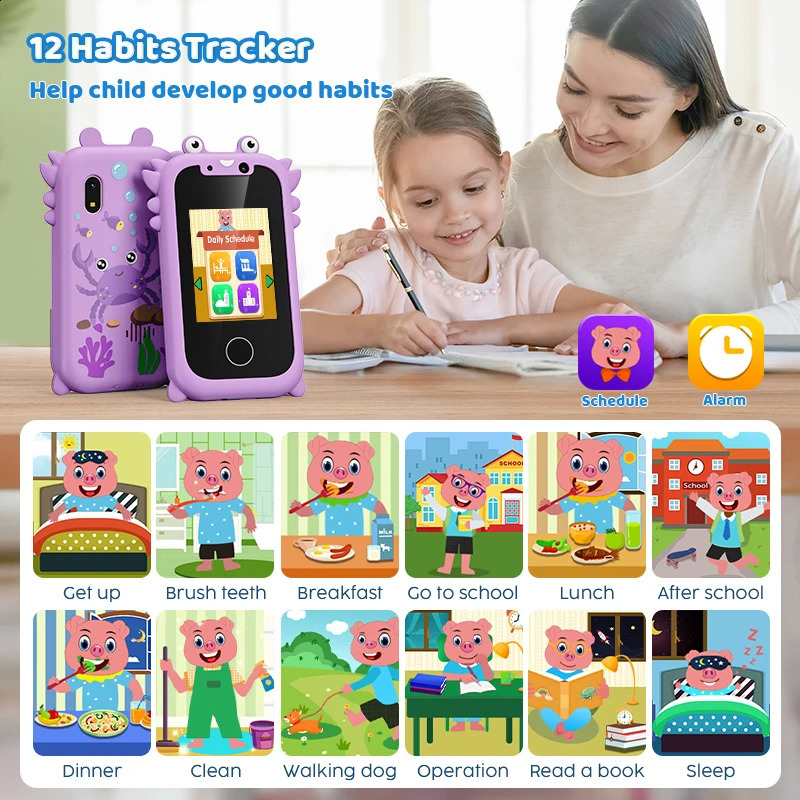 Kids Smart Phone Toys for Girls Christmas Gifts Touchscreen Toddler Learning Cell Toy Phone with Dual Camera Game Music Player250918ww