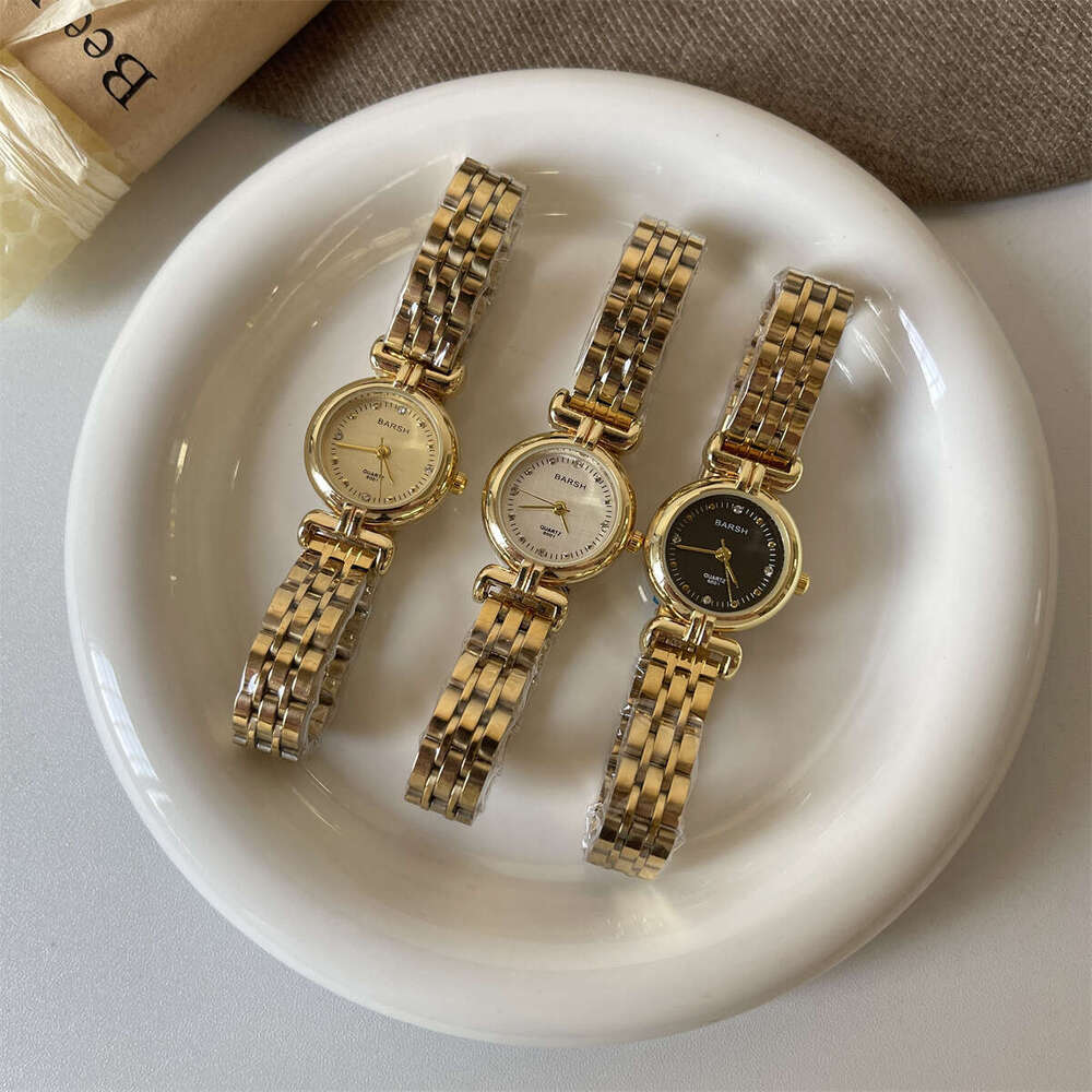 Vintage Style Mini Round Dial Steel Band for Women, Niche Designer Light Luxury Elegant High-end Exquisite Small Gold Watch
