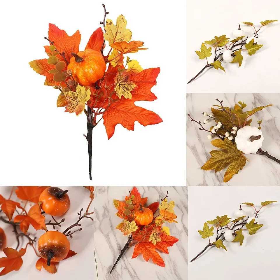 Artificial Maple Leaves Branch Fake Fall Leaves Stems Plants Outdoor Home Decor Outdoor Artificial Flower New Year 2025 Decor C250919