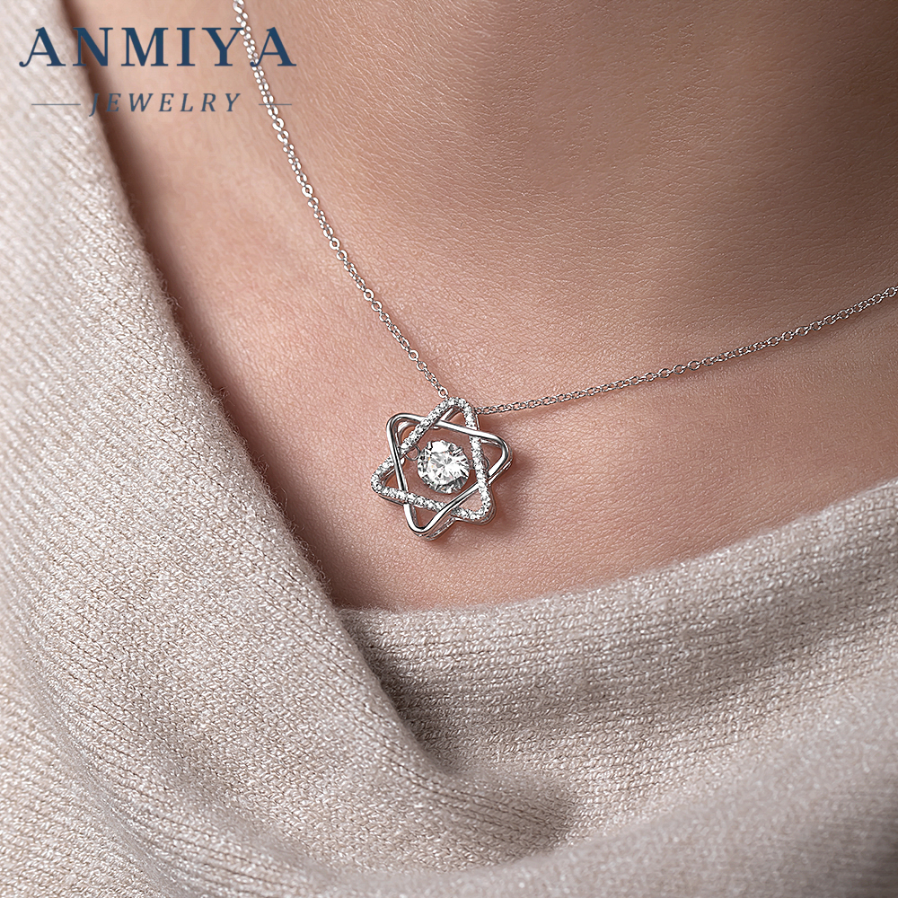 Custom Silver Plated Jewelry Two-Tone 925 Necklace with Hexagram Pendant for Romantic Gifts