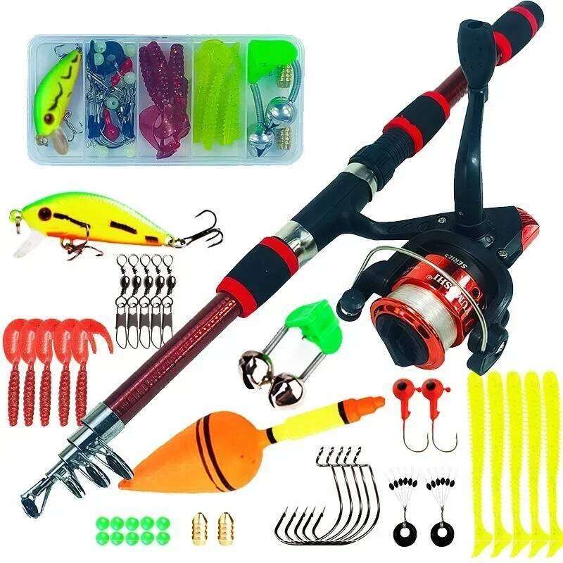 Spinning And Combo1.8M Telescopic Rod With 5.2:1 3Bb Reel Max Drag 5Kg Full Kit Fishing Set