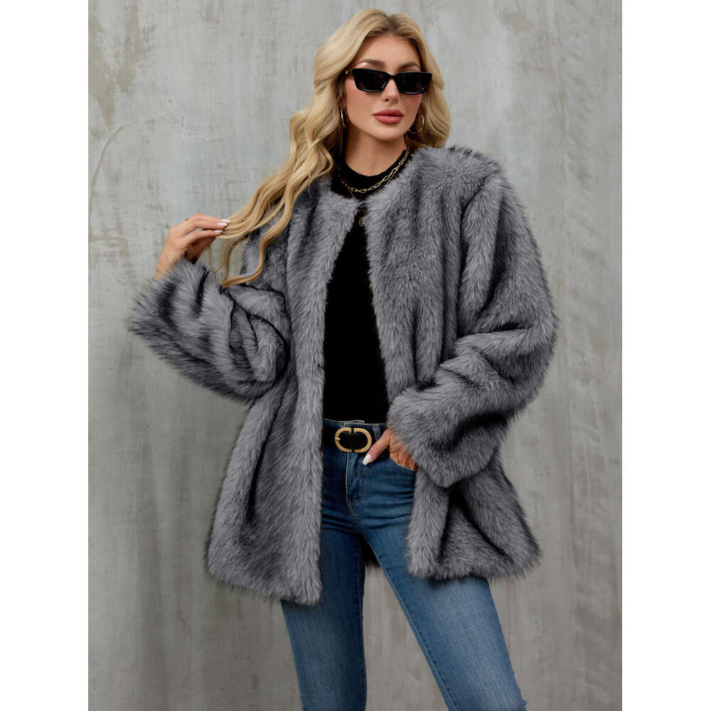Autumn Winter New Coat for Women, Loose and Warm Plush Cardigan, Faux Fur Coat, Overcoat