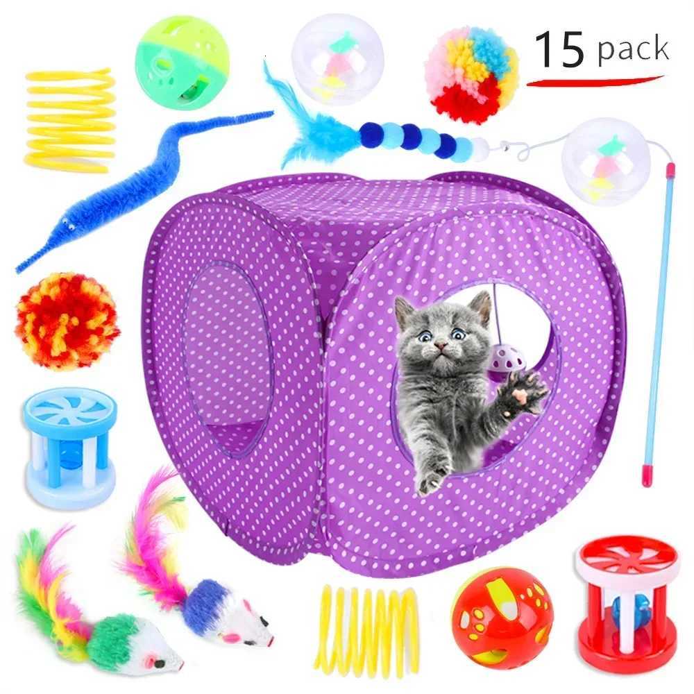 15 Piece Set Cat Toy Set Cat Tent Multiple Combinations Interactive Fun Play Pet Toys Supplies To Relieve Boredom X250918