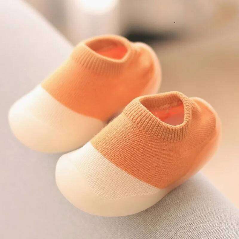 Baby First Walkers Comfortable Boys Girls Kids Rubber Soft Non-Slip Sole Floor Shoes Knit Booties