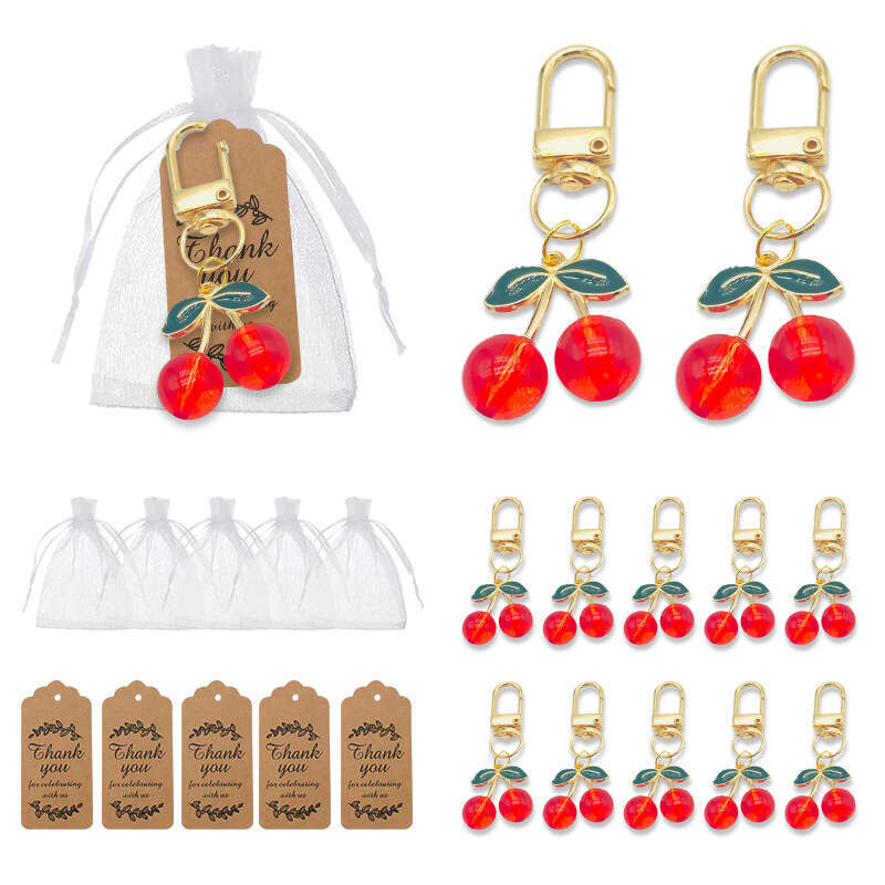 3D Alloy Cherry Red Oil Drop Accessories DIY Pendant Keychain Jewelry Hanging Material