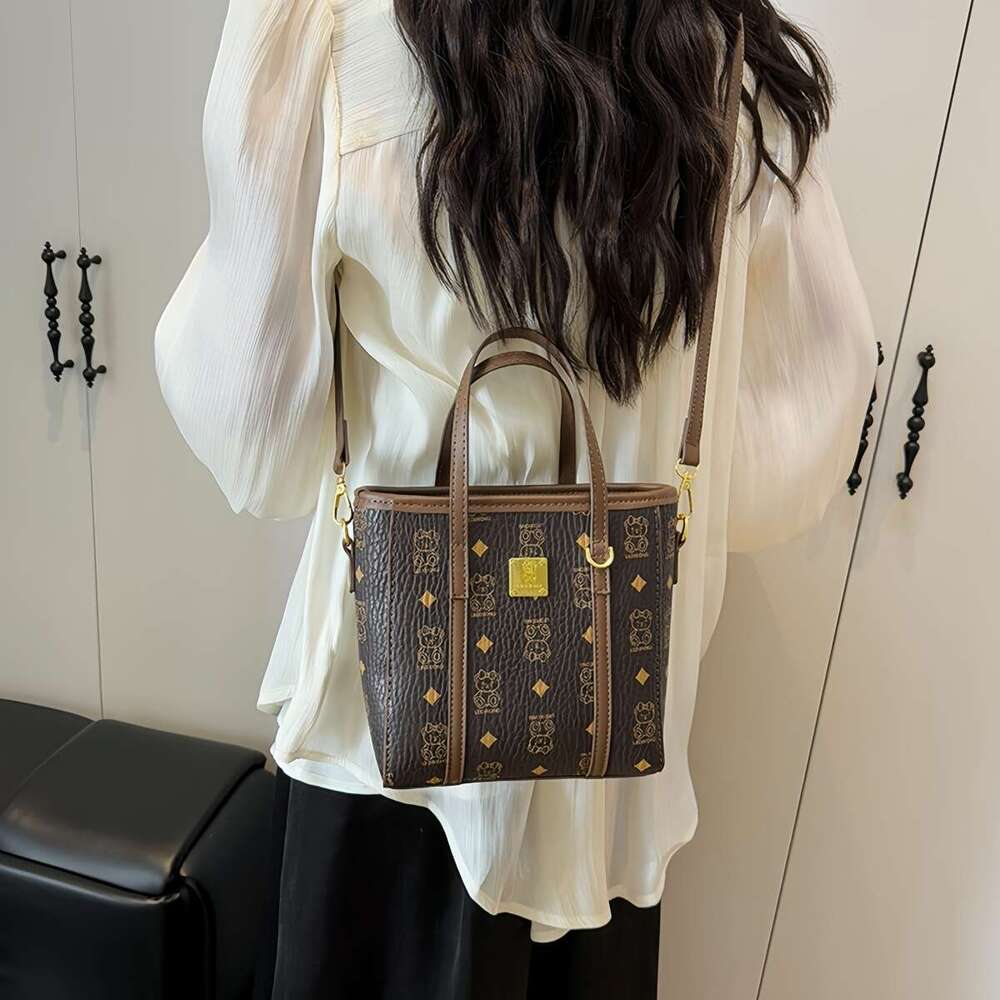 2025 New Women's Casual Printed Basket Bag - Versatile OOTD Crossbody/Shoulder/Handheld with Free Shipping