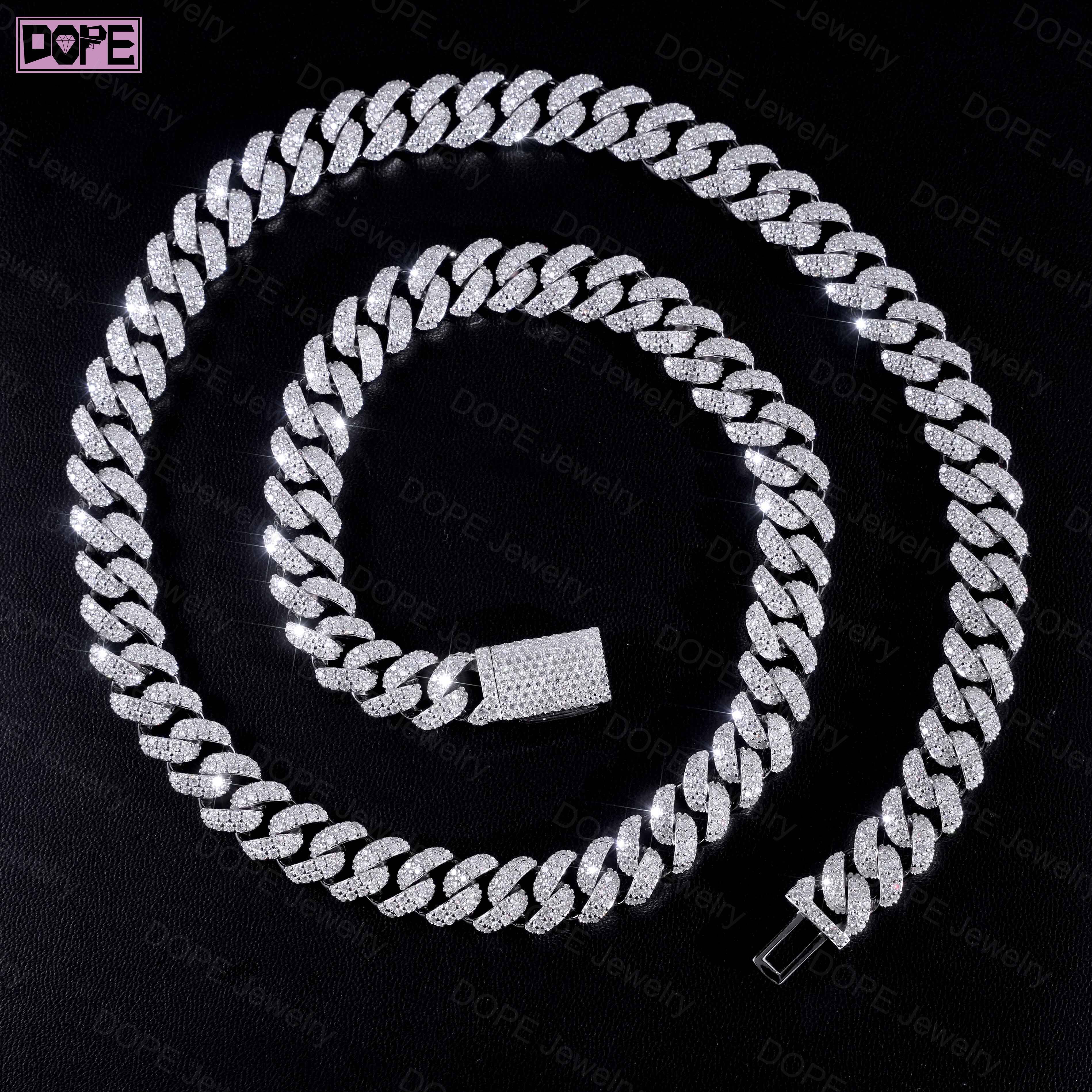 Popular 8mm Cuban Link Chain 925 Silver Iced Out Hiphop Men Necklace Customized Trend Moissanite Cuban Chain