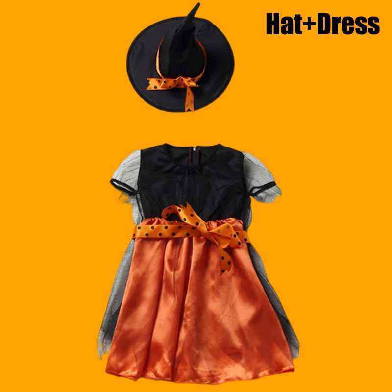 Girls Halloween Red Witch Costume Children Cosplay Vampire Princess Dress Kids Dress Up Clothes With Hat Carnival Party Gifts L250918