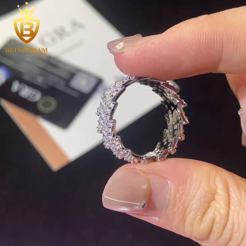 925 Sterling Silver Moissanite Rings GRA Certification Iced Out Moissanite Hip Hop Style Jewelry Ring Pass Diamond Test in Stock