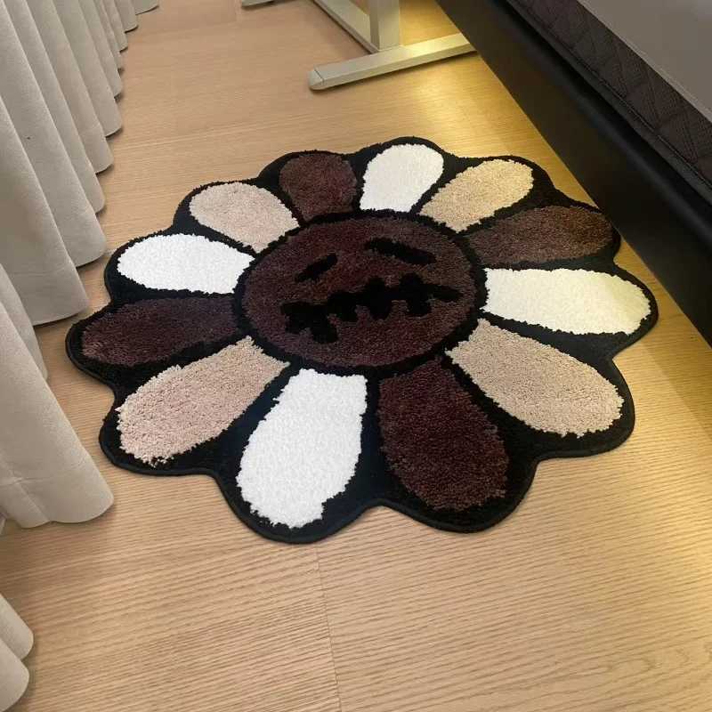 Aesthetic Suower Carpet Tufting Bathro Antislip Carpet Fluffy Thickening mats Sun Flowers Cactus Rug Living Ro Rug Decor C250919