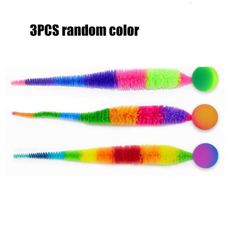 Kitten Interactive Toys Tickle Cat Colorful Bouncing Ball Pet Cat Supplies Teasing Indoor Cat Ball Toy With Tail 3pcs X250918