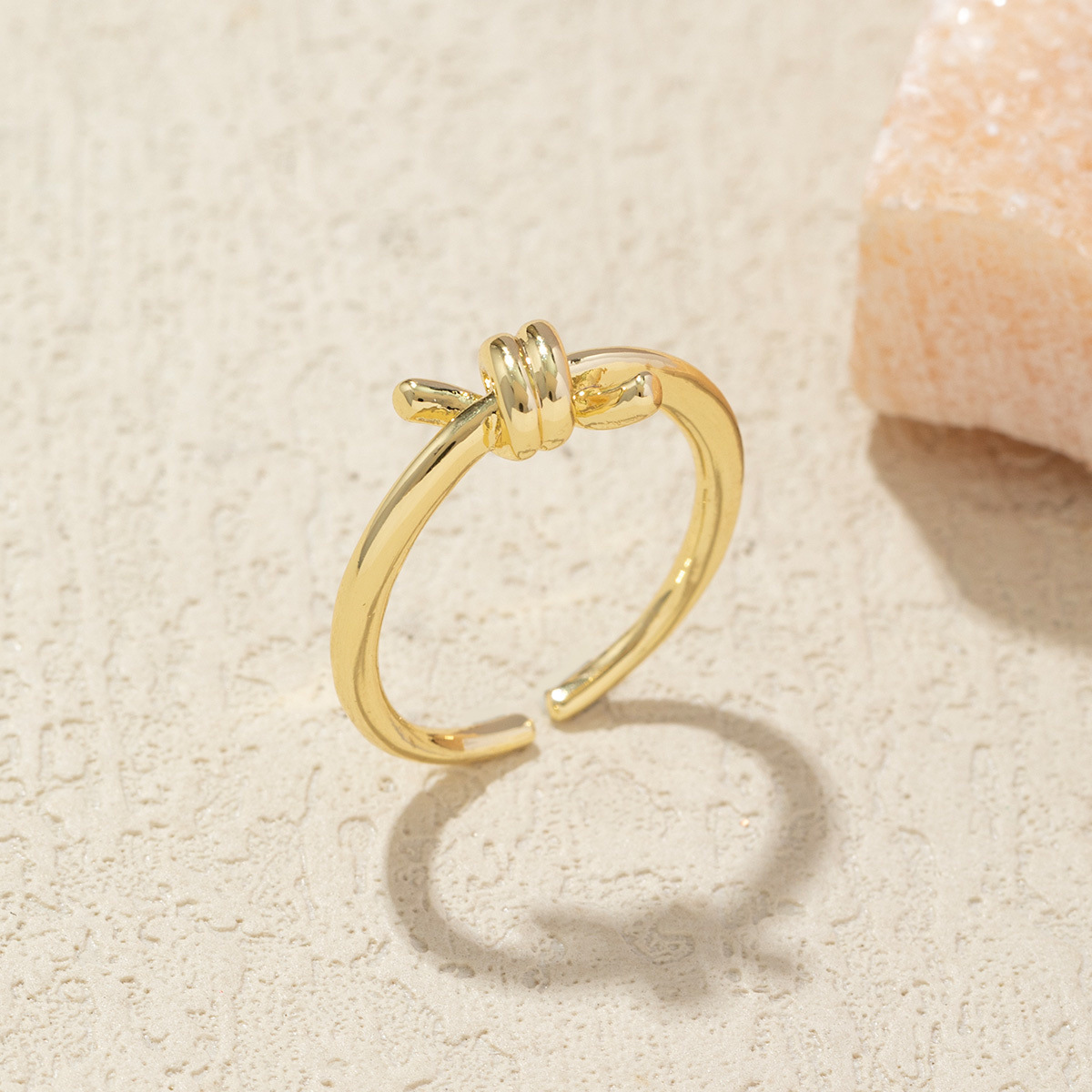 Gold - Toned Knot - Shaped Open Cuff Ring Delicate Daily & Elegant Jewelry Gift For Her High - Quality And Stylish Accessory