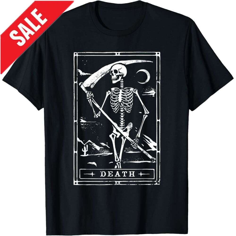 T shirt for Mens Death Tarot Card Shirt Goth Skeleton Grim Reaper Halloween T-Shirt Shirts Tshirt Graphic Tee Casual Tops Clothes Short sleeve 2025
