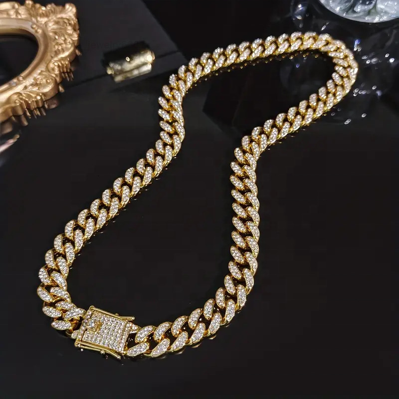 HIP HOP Luxury Jewelry 925 Sterling Silver Mens Cuban Link Chain Miami Moissanite Diamond Cuban Necklace