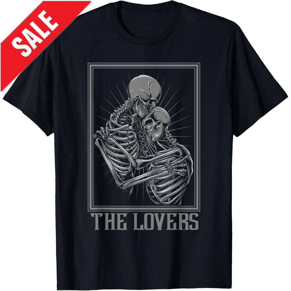 T shirt for Mens Tarot Card Shirt The Lovers Skeleton Goth Halloween Witch T-Shirt Shirts Tshirt Graphic Tee Casual Tops Clothes Short sleeve 2025