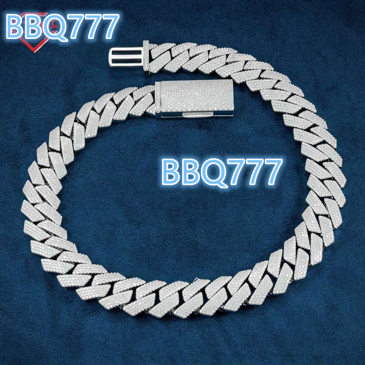 Hip Hop 4 Rows 20mm Cuban Chain Thick Necklace 925 Silver Vvs Iced Out Moissanite Cuban Chain