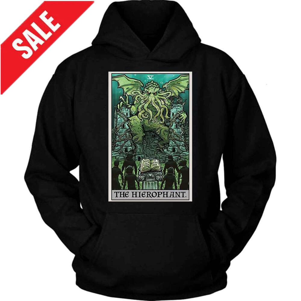 Hoodie for Mens Womens The Hierophant Tarot Card Hoodie Cthulhu Vintage Horror Gothic Halloween Clothing Graphic Hoodies Sweatshirt Pullover Long Slee