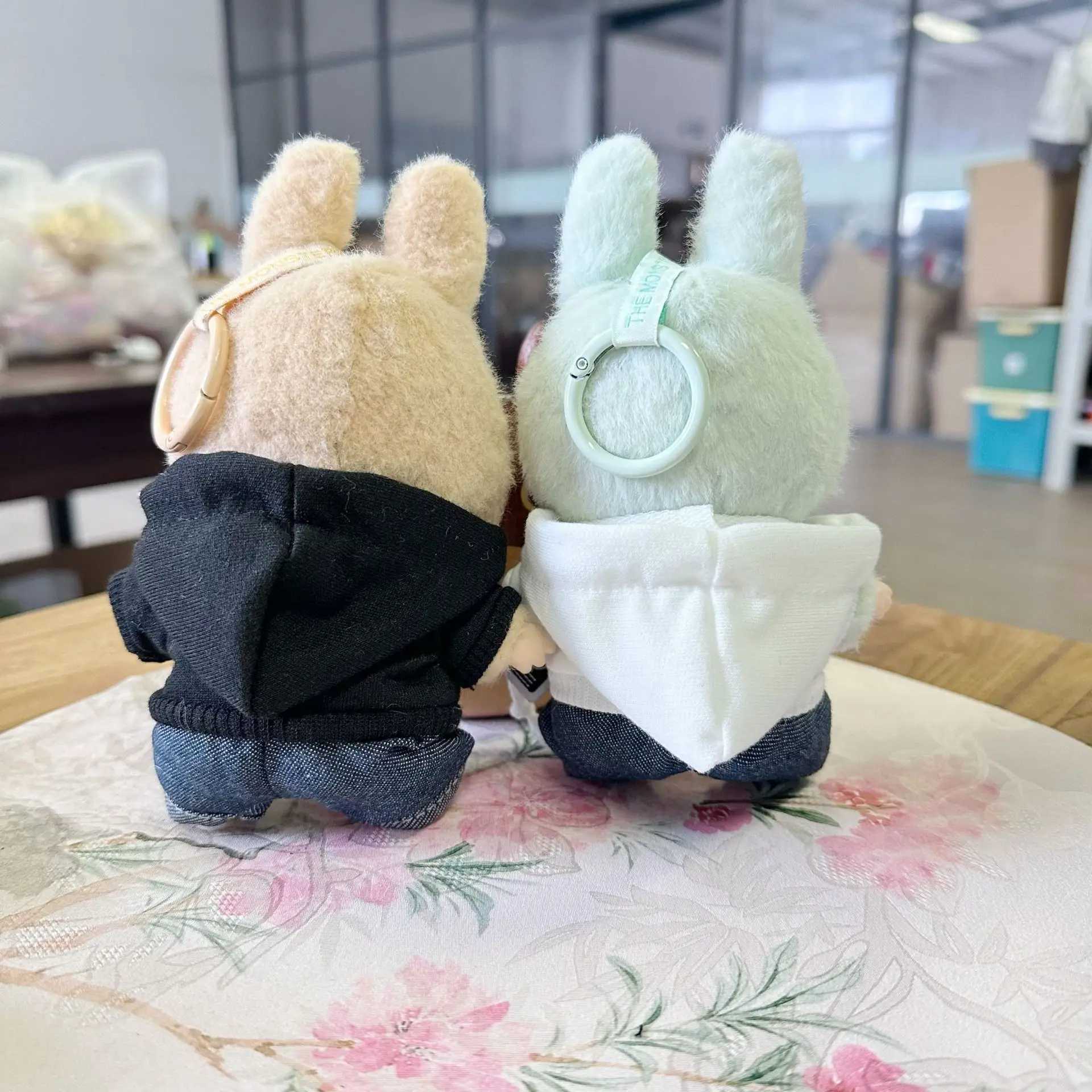 17cm Plush Dolls Clothes for Labubu The Monster Outfit Accessories Clothing DIY Kids Gift Hooded Sweatshirt Jeans Cool Boy C250919