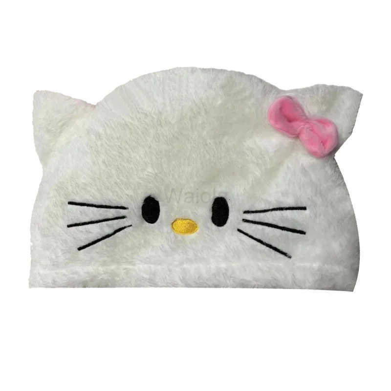 Sanrio Japanese sweet cartoon hellokitty plush hat energetic autumn and winter white Katie girl heart ear protection hat L250919