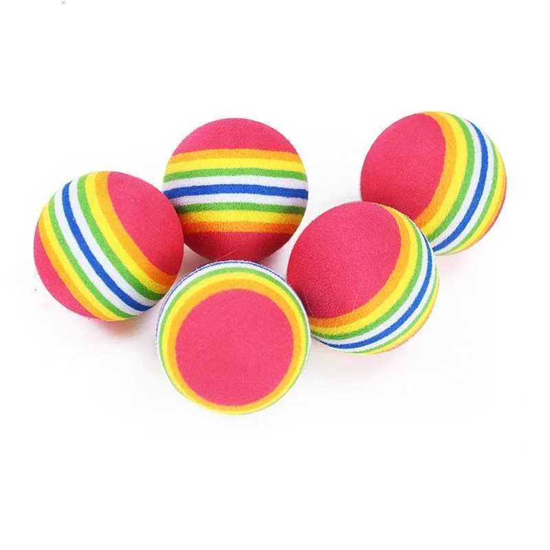 10PCS Rainbow Cat Toys Ball Interactive Cat Dog Play Chewing Rattle Scratch Ball Training Balls Pet Toys Supplies X250918