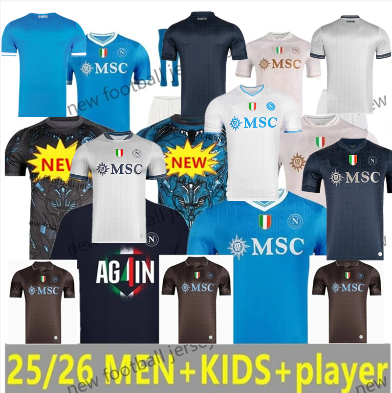NEW 25 26 SSC Napoli Soccer Jerseys McTominay LUKAKU Politano DI LORENZO Naples Neres Anguissa Spinazzola Raspadori Giovanni Simeone Kids Kit Football8888888 S-4XL