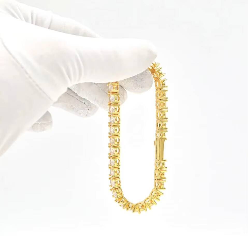 Best Quality White Link 14k 10k Gold Diamond Bracelet Tennis Chain