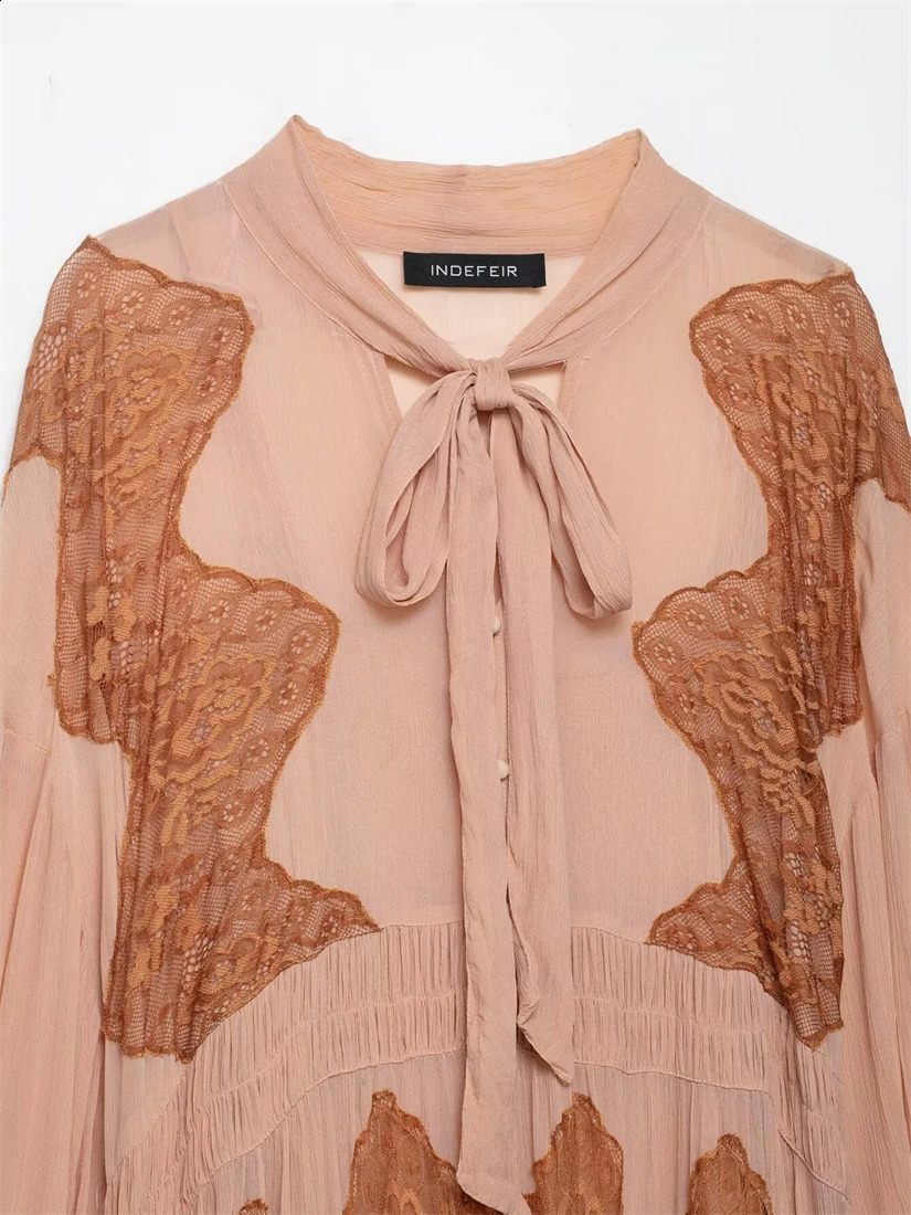 Ladies Dresses Womens Fashion Bow Patchwork Lace Dresses 250919