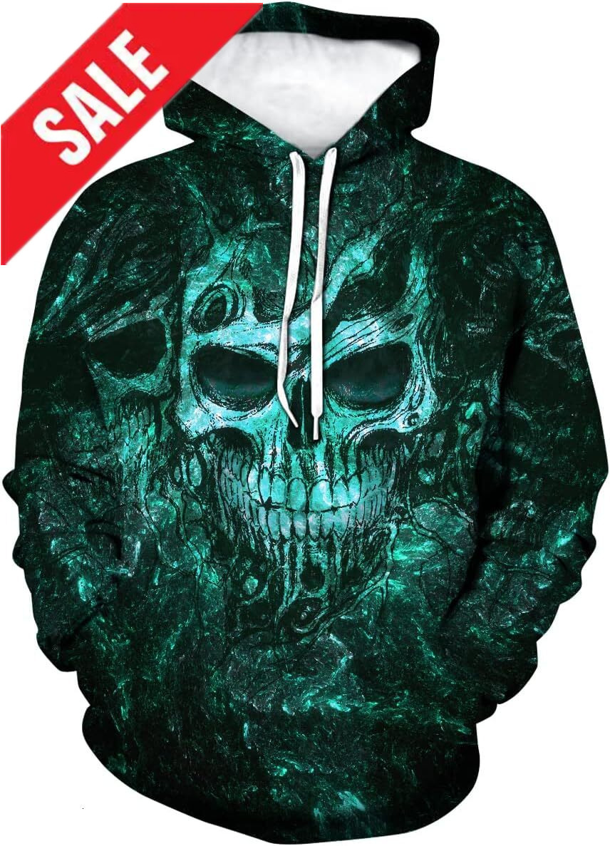 Halloween Hoodie for Mens Skull 3D Graphic Print comfort Pullover Tops with Pocket Graphic Hoodies sweatshirt Pullover Long Sleeve 2025