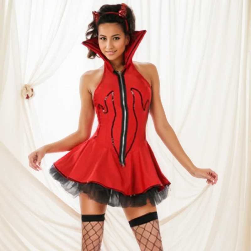 Red Black Devil Costume With Zip Up For Halloween and Themed Parties L250918