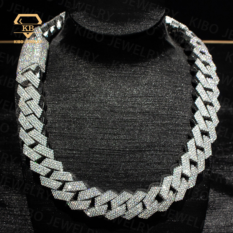 Hip Hop Huge Heavy Rapper 925 Silver Gold Plated Mossanite 20MM VVS1 LAB Grown Moissanite Diamond Iced Out Cuban Link Necklace