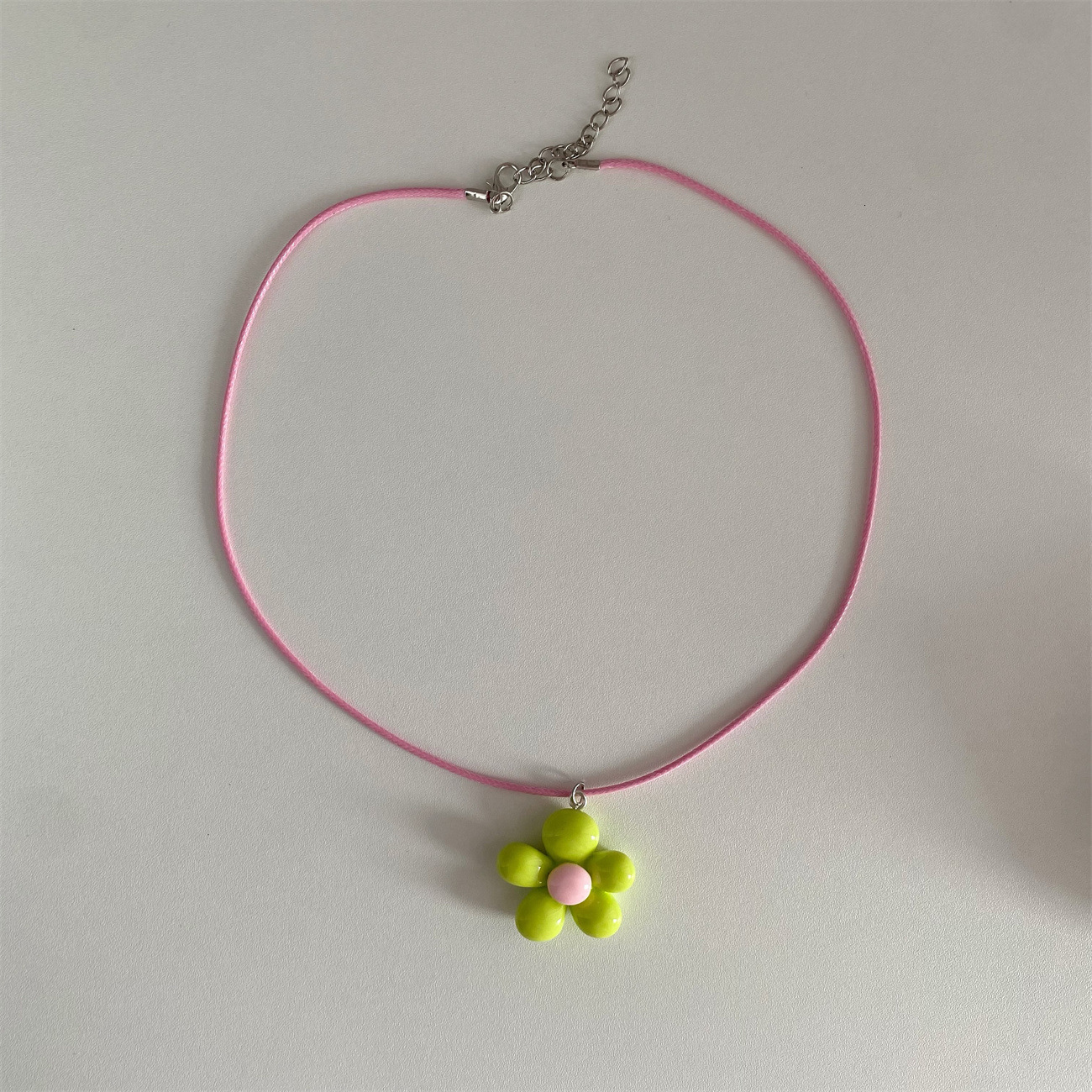 Milk Bubble Color-Block Five-Petal Flower Necklace Cute Sweet Ins aron Version Korean Pastoral Style