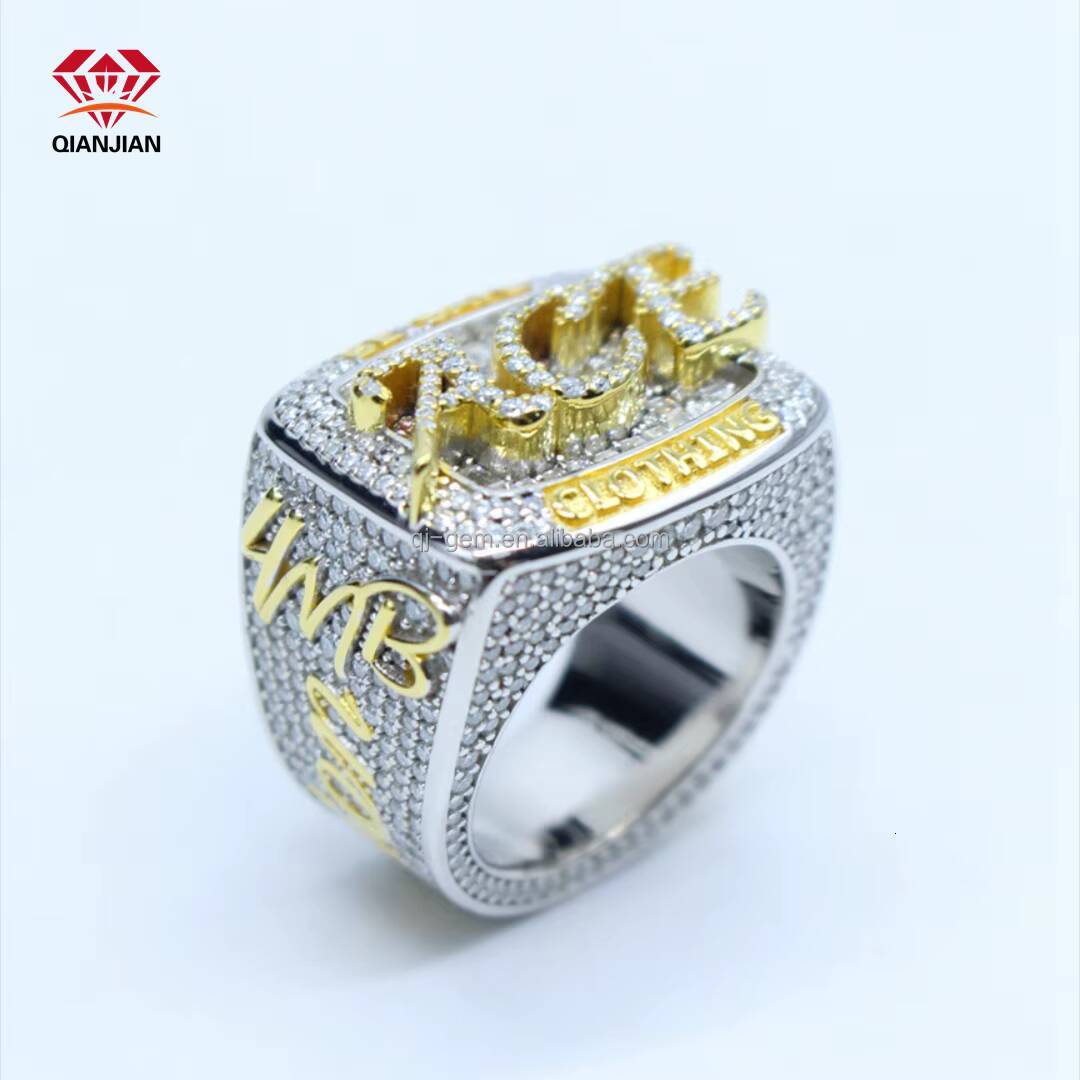 Fashion Style Pass Diamond Tester Hip Hop Ring 925 Sterling Silver Gold Plated Moissanite Diamond Rings for Men