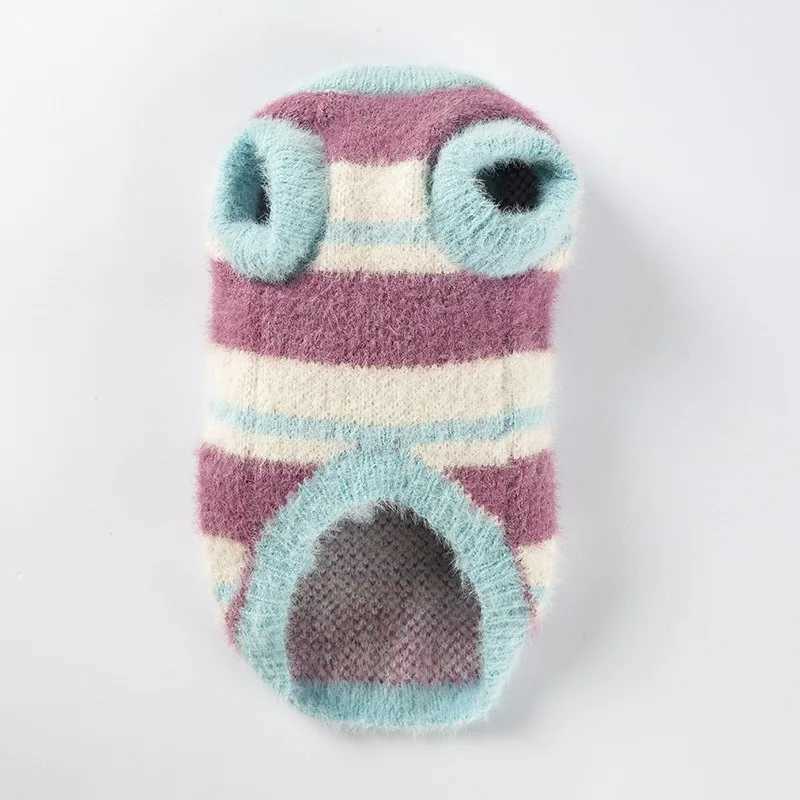 Pet Sweet Sweater Winter Dog Clothes Fresh Floral Stripes Maltese Knit Shirt Teddy Warm Sleeveless Clothes Dog Products S25911