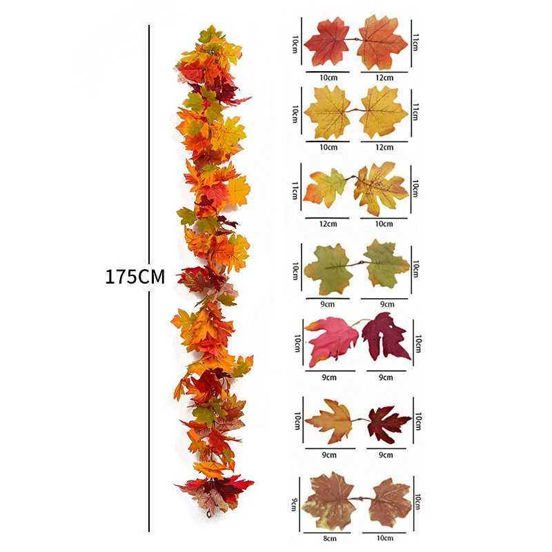 Artificial Maple Leaf Autumn Decor Fall Leaves Vine Hanging Wall Decor For Thanksgiving Halloween Wedding Party Home Decoration C250919