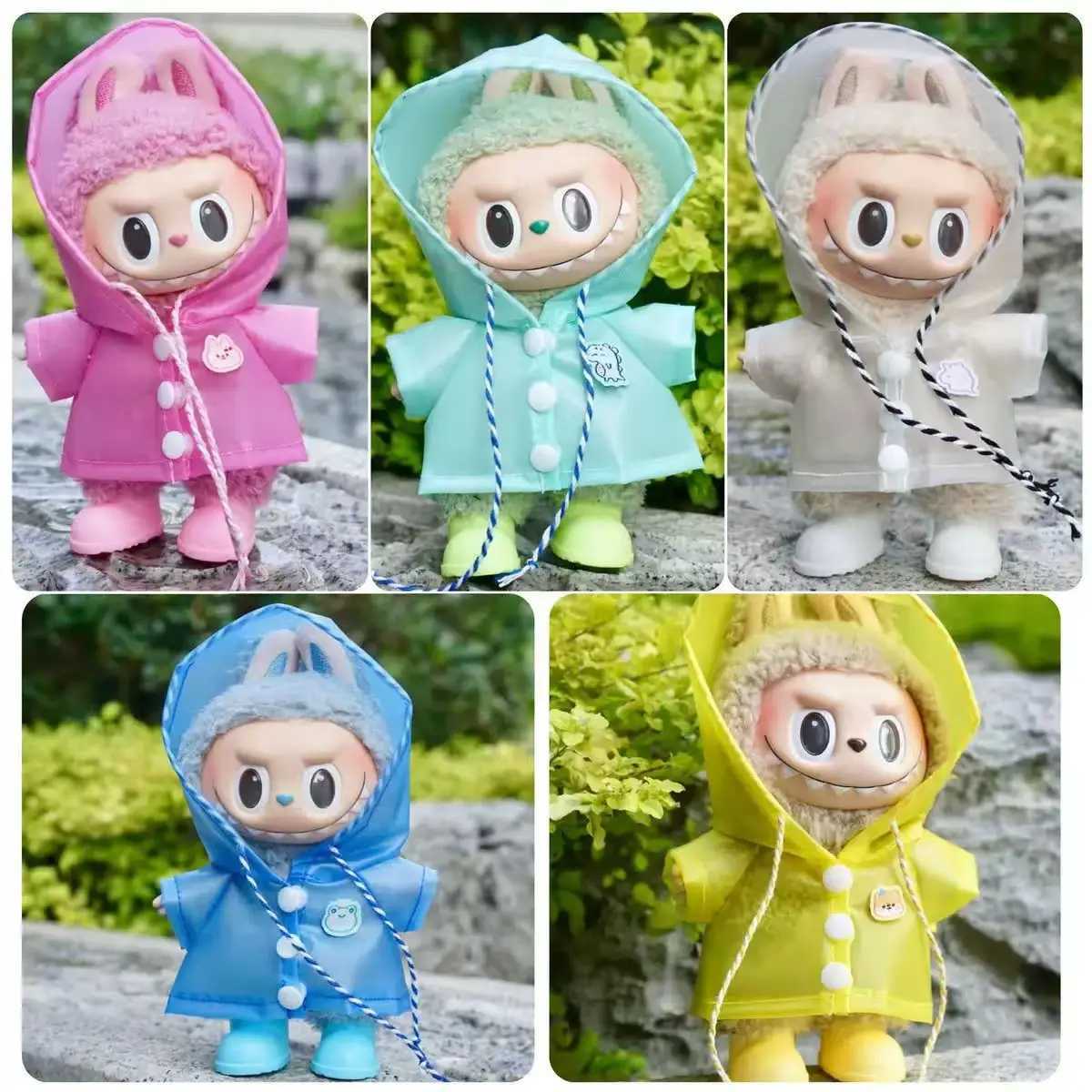 For 17cm Labubu Transparent Raincoat Macaron Raincoat Doll Clothes Heartbeat Outfits Labubu Accessories C250919