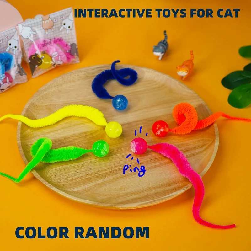 Kitten Interactive Toys Tickle Cat Colorful Bouncing Ball Pet Cat Supplies Teasing Indoor Cat Ball Toy With Tail 3pcs X250918