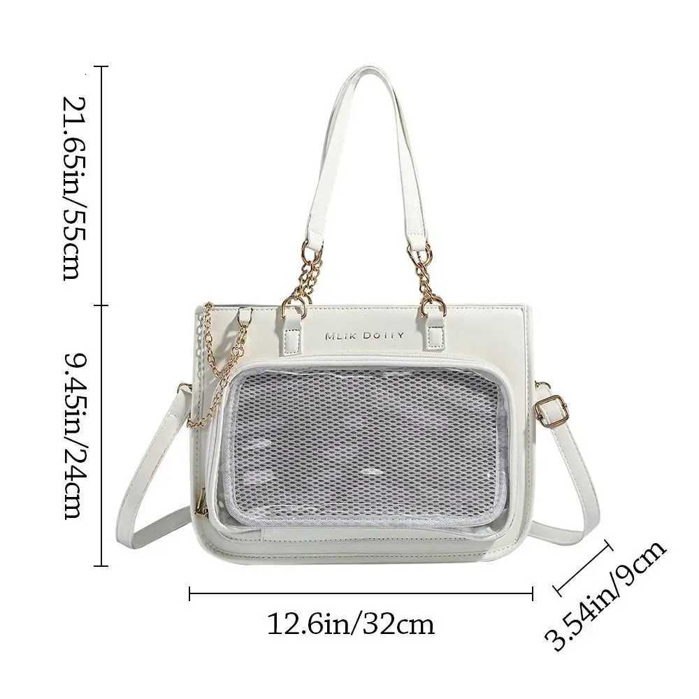 Ita Bags Womens Shoulder Bag Black Lolita Gothic Y2K Cute Tote Bag Transparent Jk Chains Square Large Capacity HandbagXJ250918
