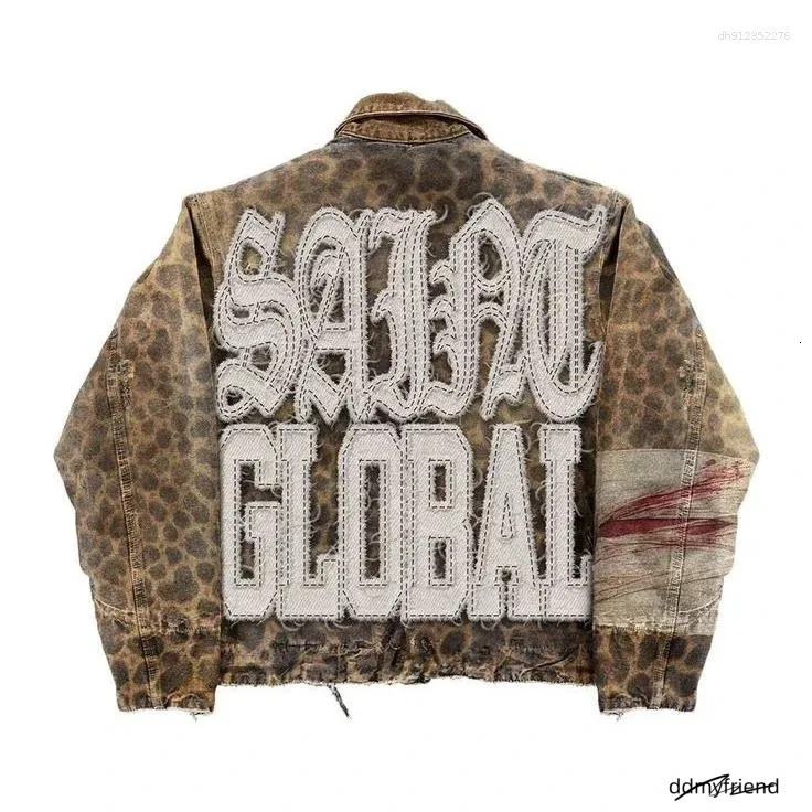 Men's Jackets Streetwear Vintage Leopard Camouflage Jacket Y2k Coats Men Women Hip Hop Letter Patchwork Embroidery Oversized Clothes ddmyfriend