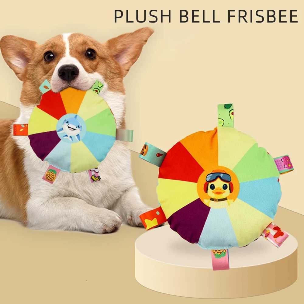 Dog Round Toy Bite Resistant Cartoon Plush Outdoor Interactive Training Games Pet Chewing Flying Discs Toys Bells Pet Supplies X250918