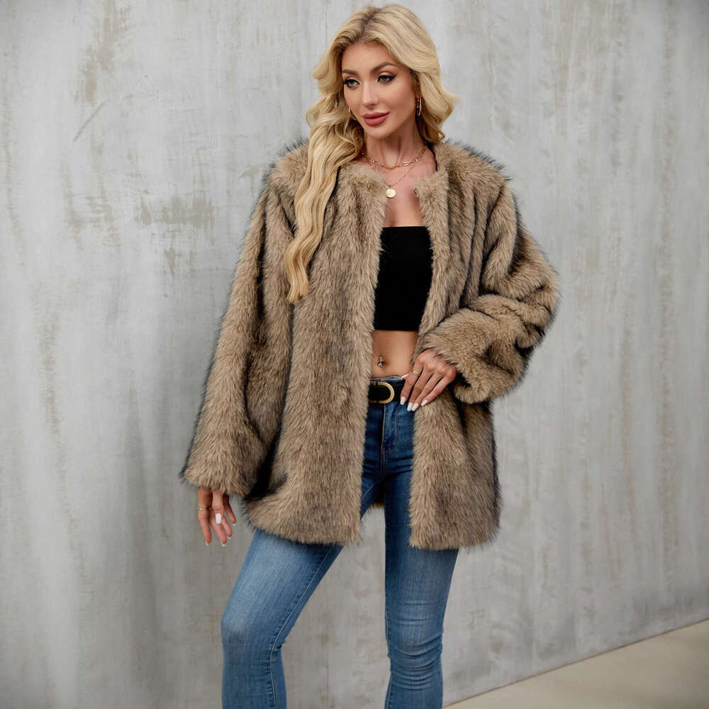 Autumn Winter New Coat for Women, Loose and Warm Plush Cardigan, Faux Fur Coat, Overcoat