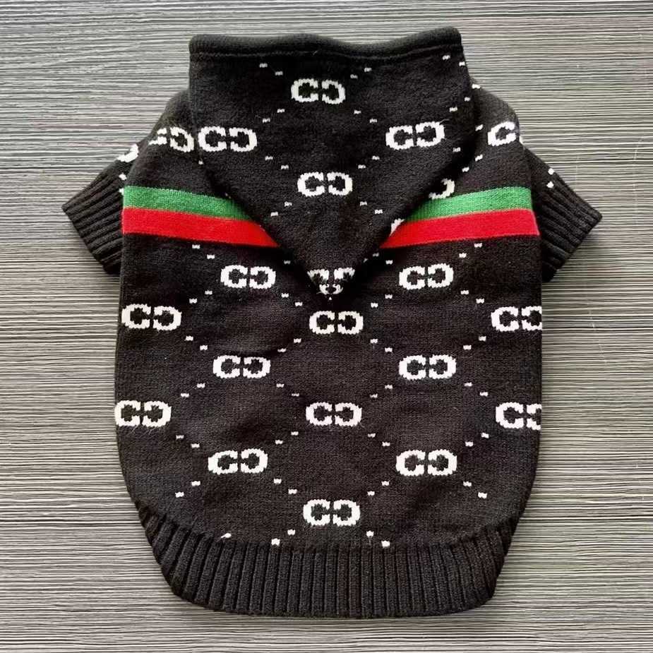 2022 Pet OnePiece Hooded Autumn Winter Dog Schnauzer Cat Knitted Clothes Teddy Thickened Warm S25911