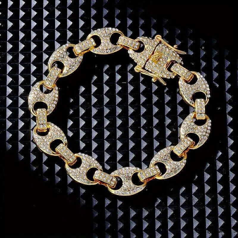 Hot-Selling Hip-Hop Rapper Personality Temperament High-End Non-Fading Copper Inlaid Zircon Bracelet ddmyfriend