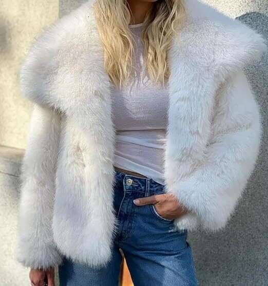 Autumn Winter New Coat Plus Size Women's Top Anti-Fox Fur Collar Short Style