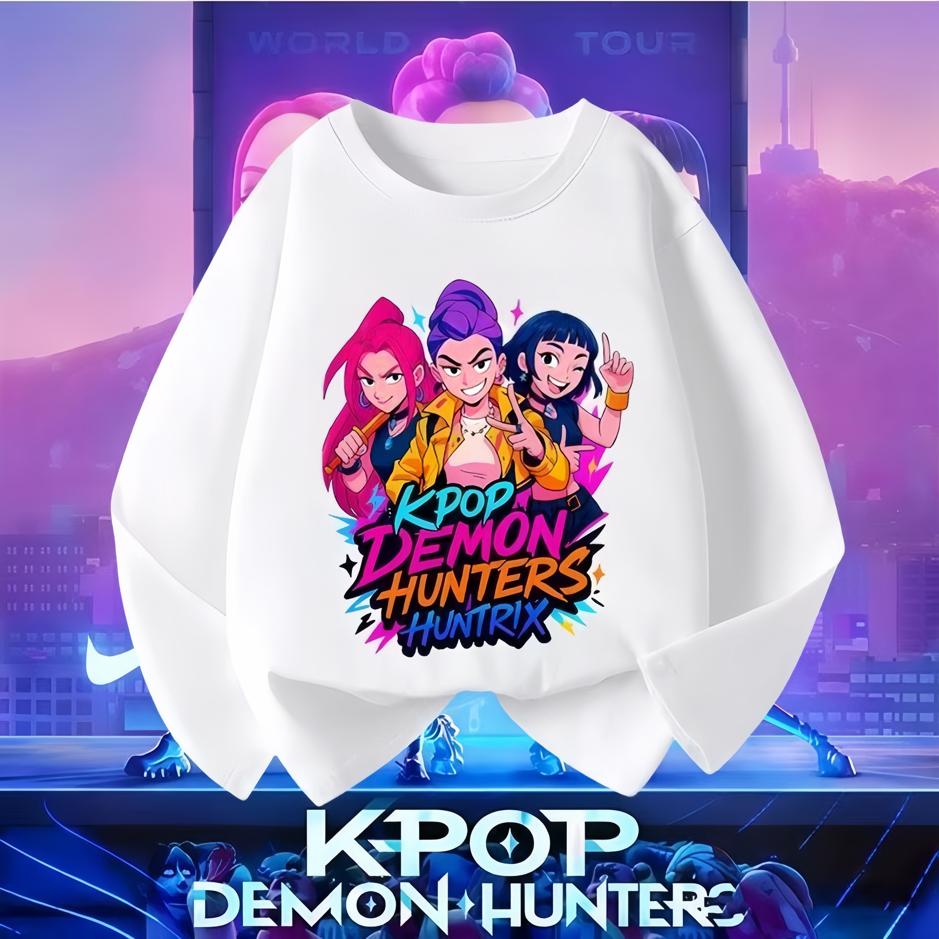 Hot Sale Kpop Demon Hunters 2025 New Model Girl's Long-sleeved T-shirt Pure Cotton Spring and Autumn Top Children's Undershirt Girl Thin