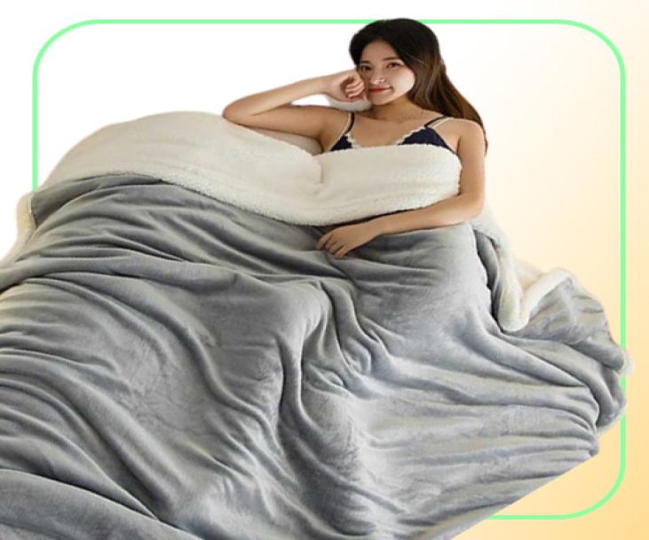 Double Thickening Lamb Cashmere Blanket Sofa Winter Super Warm Cozy Throw Blankets for Office Siesta AirCondition Bedspread2764635