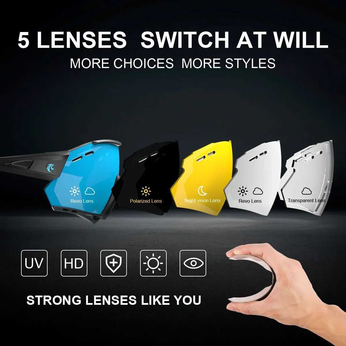 XTIGER New Cycling Glasses MTB Bike Protection Eyewear Running Fishing Sports Men Women 5 Lens Polarized Bicycle Sunglasses J250919