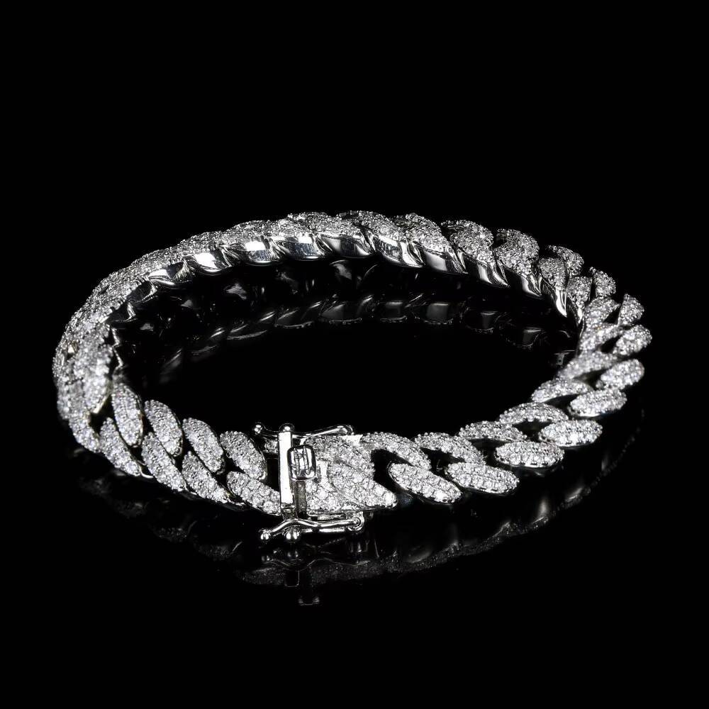 NUOYA Iced Out Diamond Cuban Bracelet Wholesale 18K Gold Plated Hip Hop Jewelry Custom Cuban Link Chain for Men