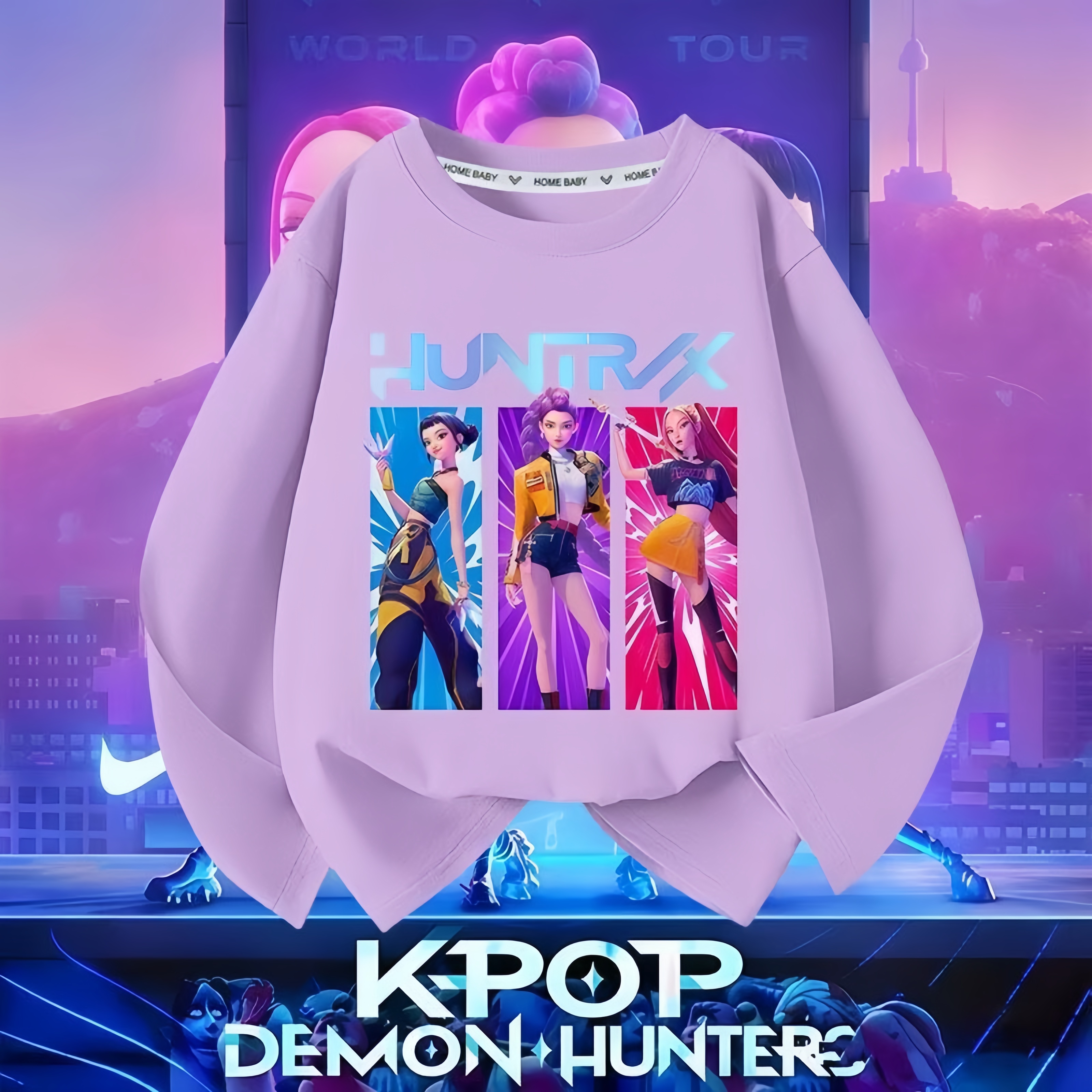 Hot Sale Kpop Demon Hunters 2025 New Model Girl's Long-sleeved T-shirt Pure Cotton Spring and Autumn Top Children's Undershirt Girl Thin