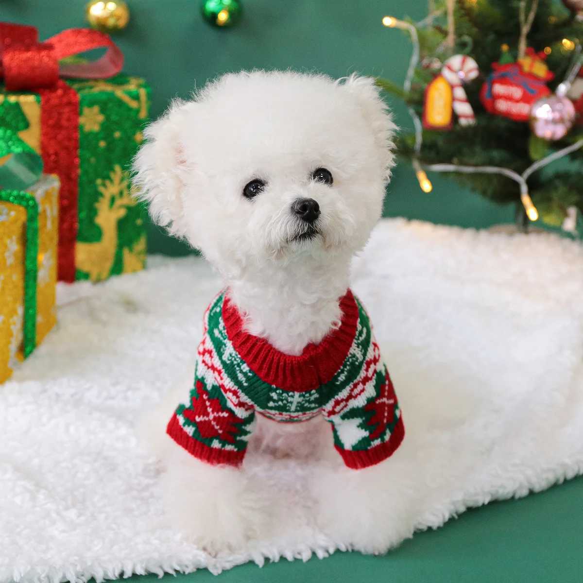 Pet Cute Christmas Rudolph Elk Sweater Dog Autumn and Winter Warm Thread Clothes Happy Cat Wear Clothes S25911